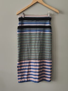 Marni Striped Pencil Skirt in Pink, Blue, Black and Cream